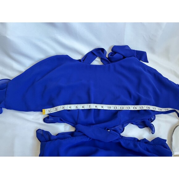 Fame and Partners Marissa Midi Dress Cobalt Blue 4 Formal Ruffles Cutout Tiered - Picture 8 of 11